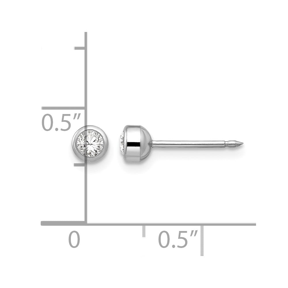14K White Gold 4mm April Crystal Bezel Earrings