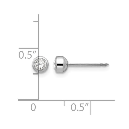 14K White Gold 4mm April Crystal Bezel Earrings
