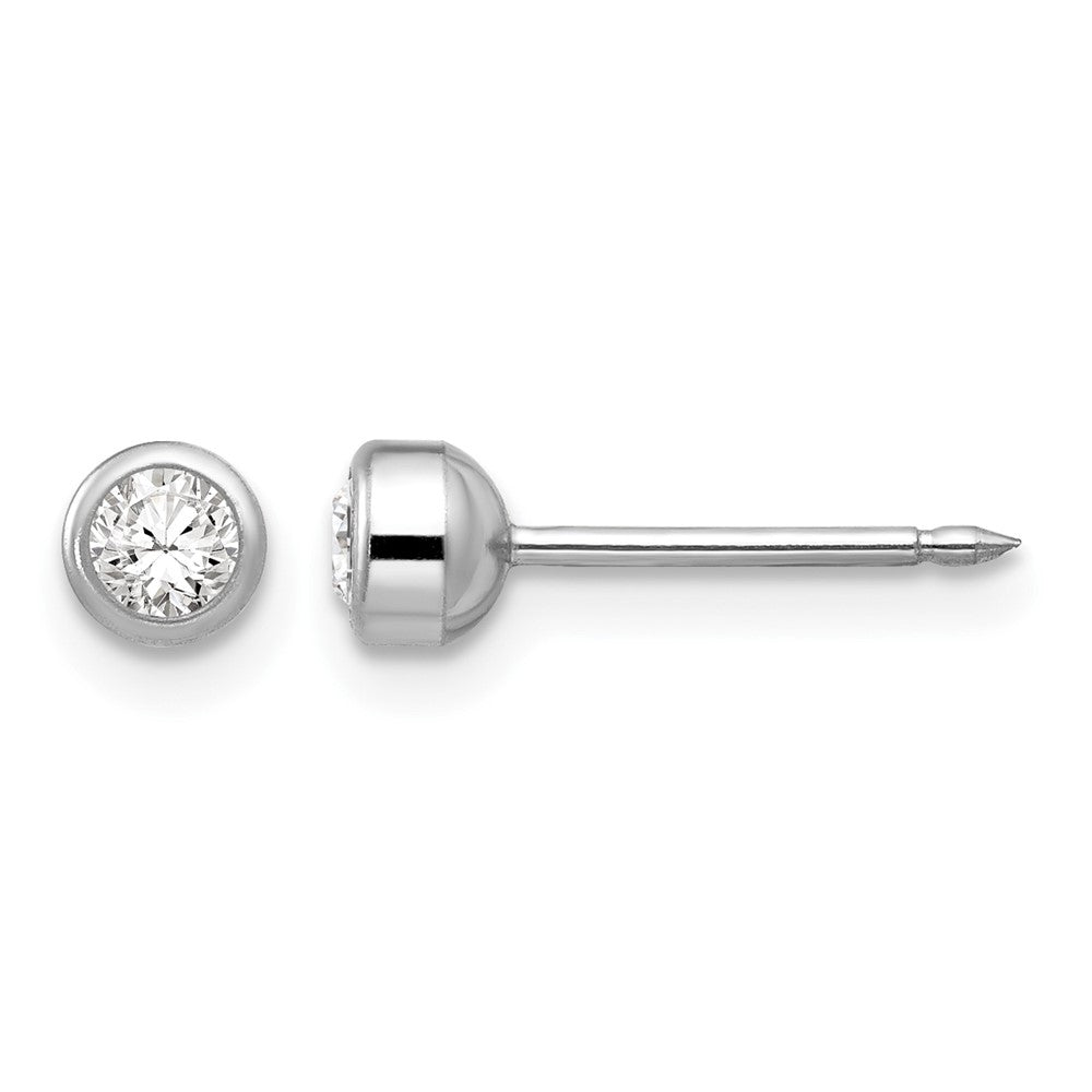14K White Gold 4mm April Crystal Bezel Earrings