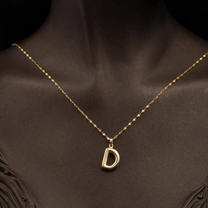 14K Yellow Gold Balloon Initial D Necklace