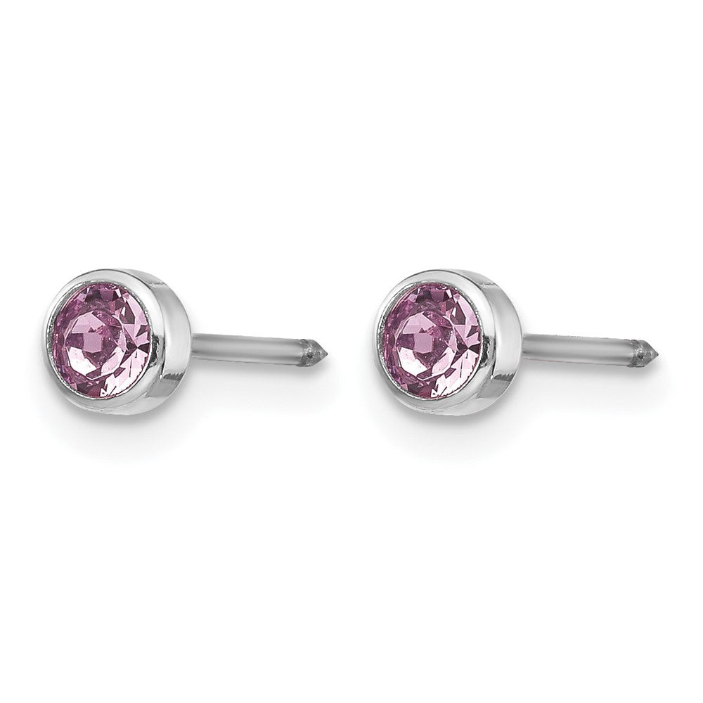 14K White Gold 4mm June Crystal Bezel Earrings