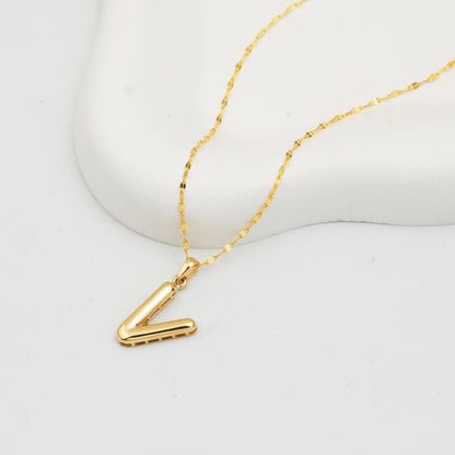 14K Yellow Gold Balloon Initial V Necklace
