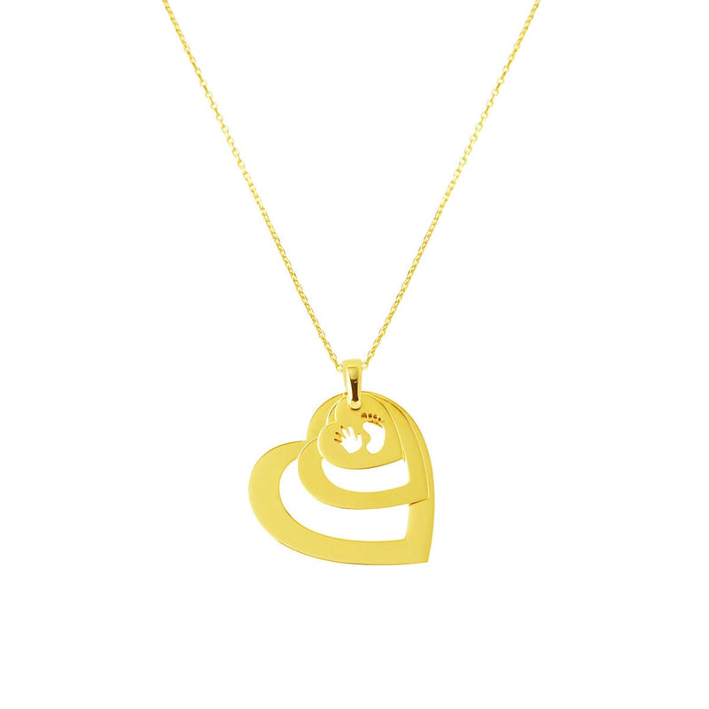 14K Yellow Gold Heart Print Name Personalized Necklace