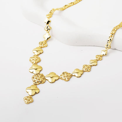 14K Yellow Gold Italian Clover Bridal Jewelry Set