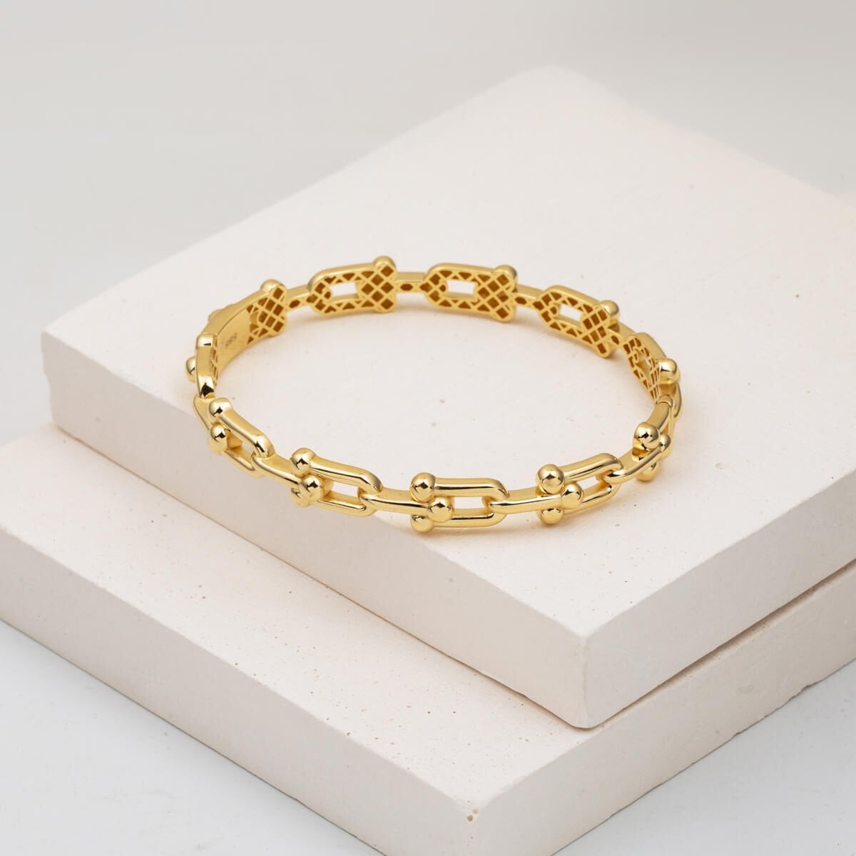 14K Yellow Gold Designer Inspired Hinged Cuff Bangle (9.76 g)