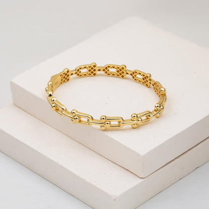14K Yellow Gold Designer Inspired Hinged Cuff Bangle (9.76 g)