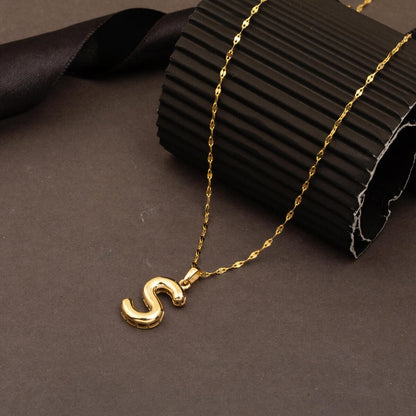 14K Yellow Gold S Balloon Initial Necklace