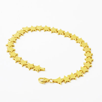 14K Yellow Gold Star Path Bracelet