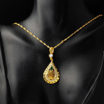 14K Yellow Gold Ottoman Tughra Cubic Zirconia Necklace (4.16 g)
