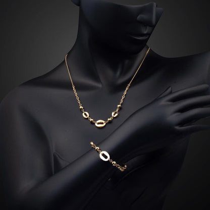 14K Yellow Gold Sparkle Chain Double Jewelry Set
