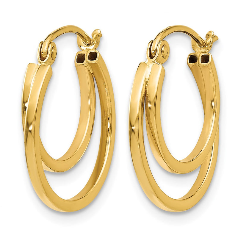 14K Yellow Gold Polished Hinged Hoop Earrings