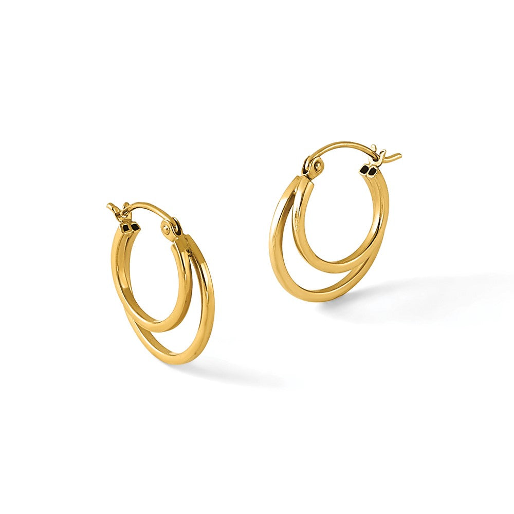 14K Yellow Gold Polished Hinged Hoop Earrings