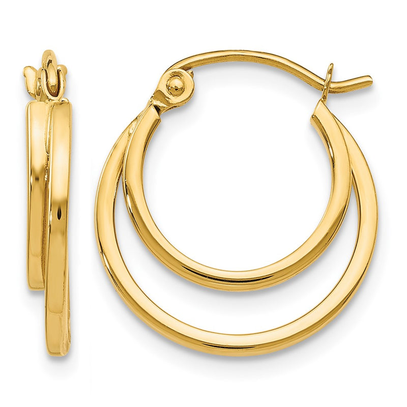 14K Yellow Gold Polished Hinged Hoop Earrings