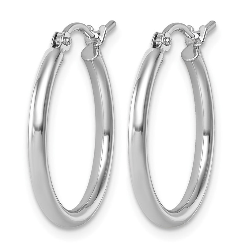 14K White Gold 2X20mm Polished Hoop Earrings