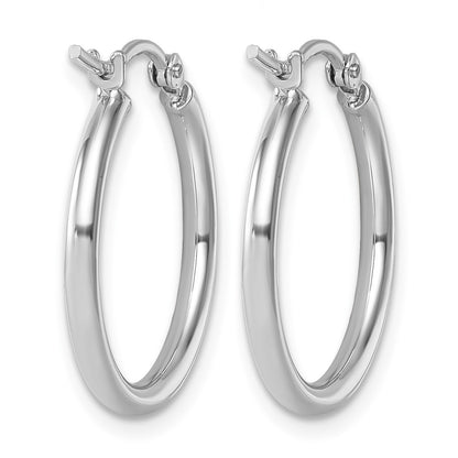 14K White Gold 2X20mm Polished Hoop Earrings