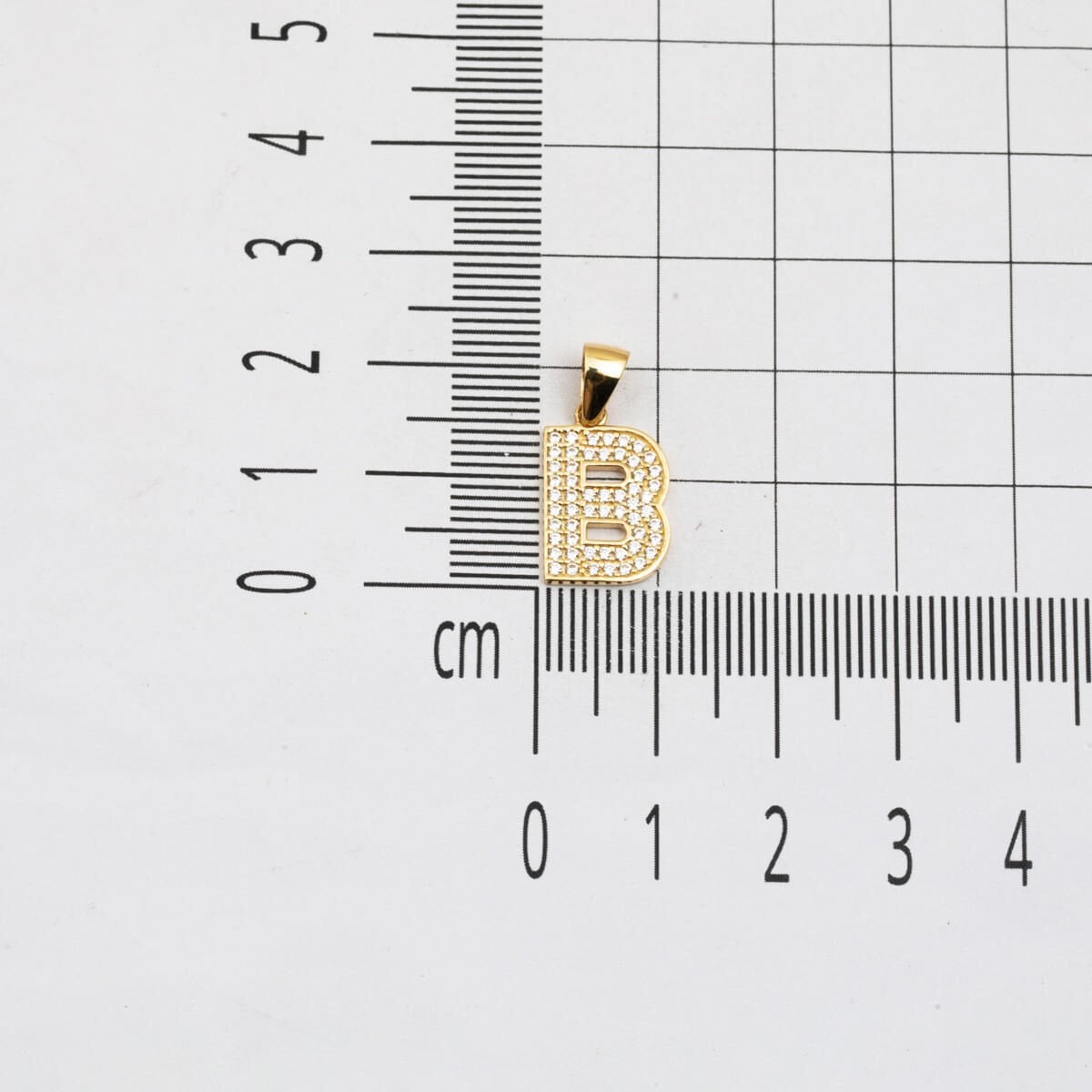 14K Yellow Gold Initial B Cubic Zirconia Pendant