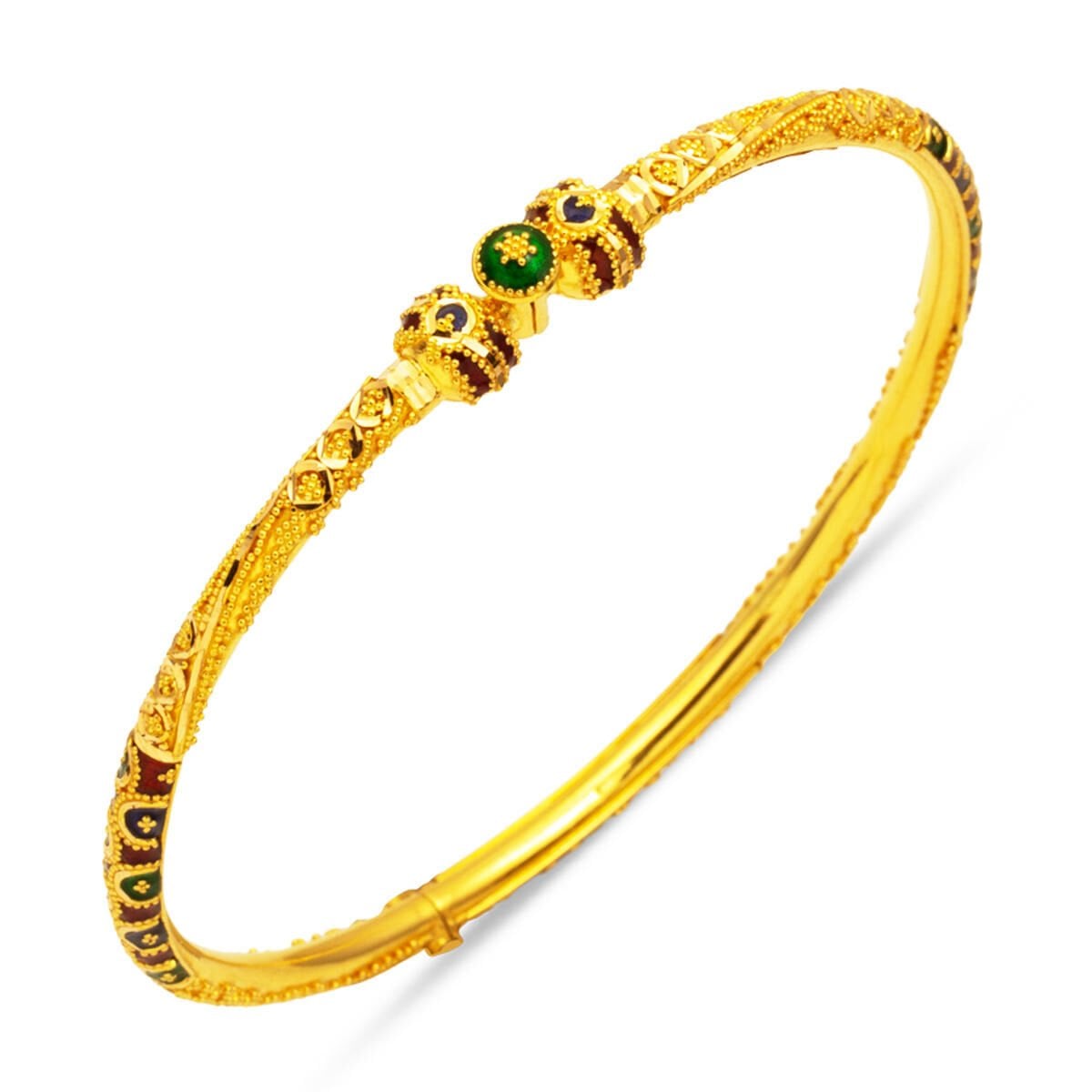 22K Yellow Gold Indian Style Lock Enamel Bangle