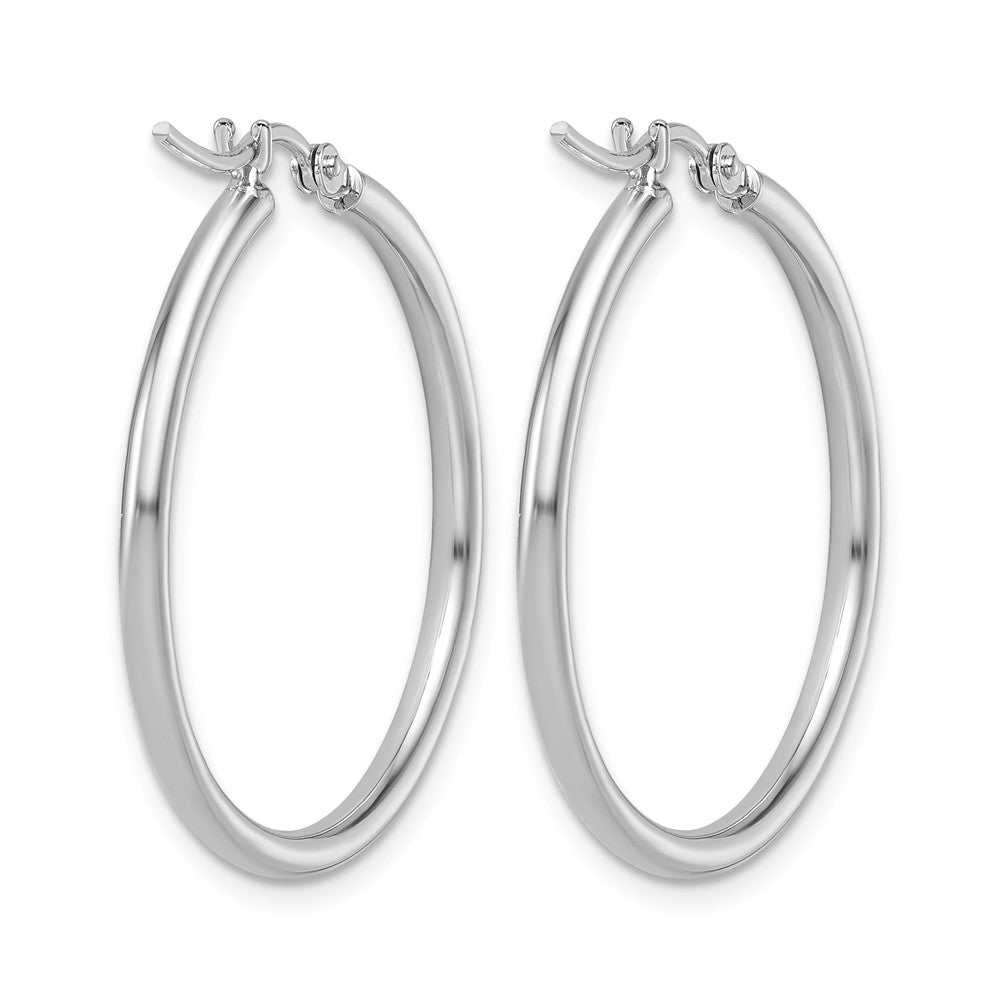 14K White Gold 2X30mm Hoop Earrings