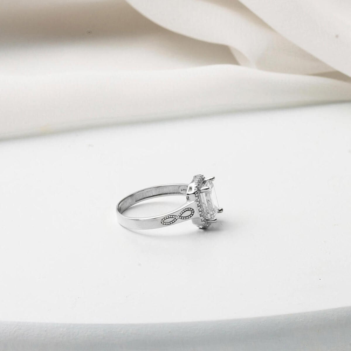14K White Gold Infinity Baguette Cubic Zirconia Ring