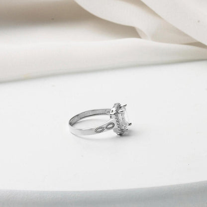14K White Gold Infinity Baguette Cubic Zirconia Ring