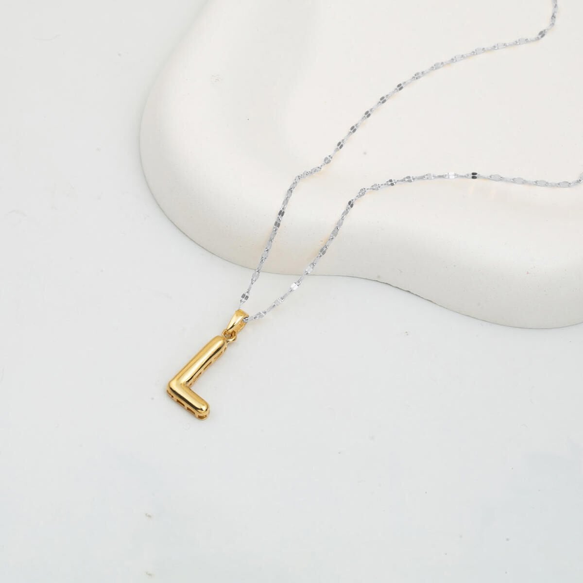 14K Yellow Gold Balloon Initial L Pendant