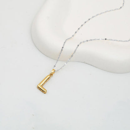 14K Yellow Gold Balloon Initial L Pendant