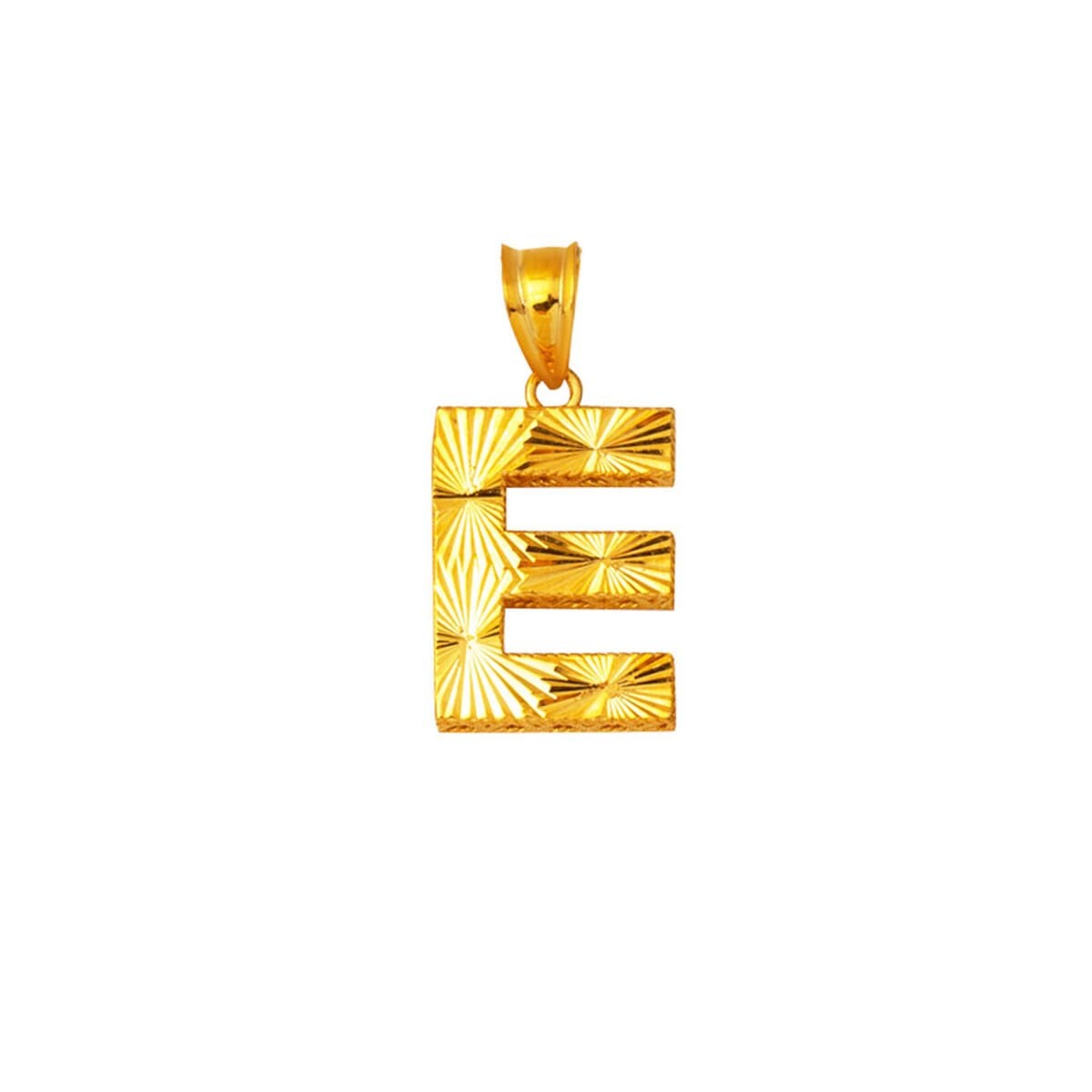 22K Yellow Gold E Initial 3 Dimensional Pendant