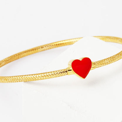 14K Yellow Gold Rose Heart Children's Bangle