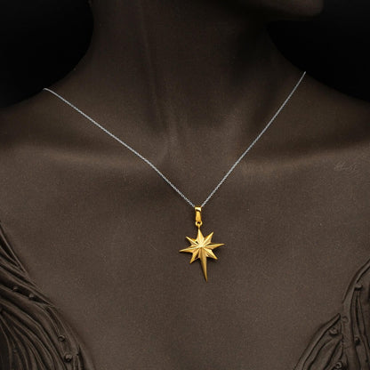 22K Yellow Gold North Star Medium Pendant