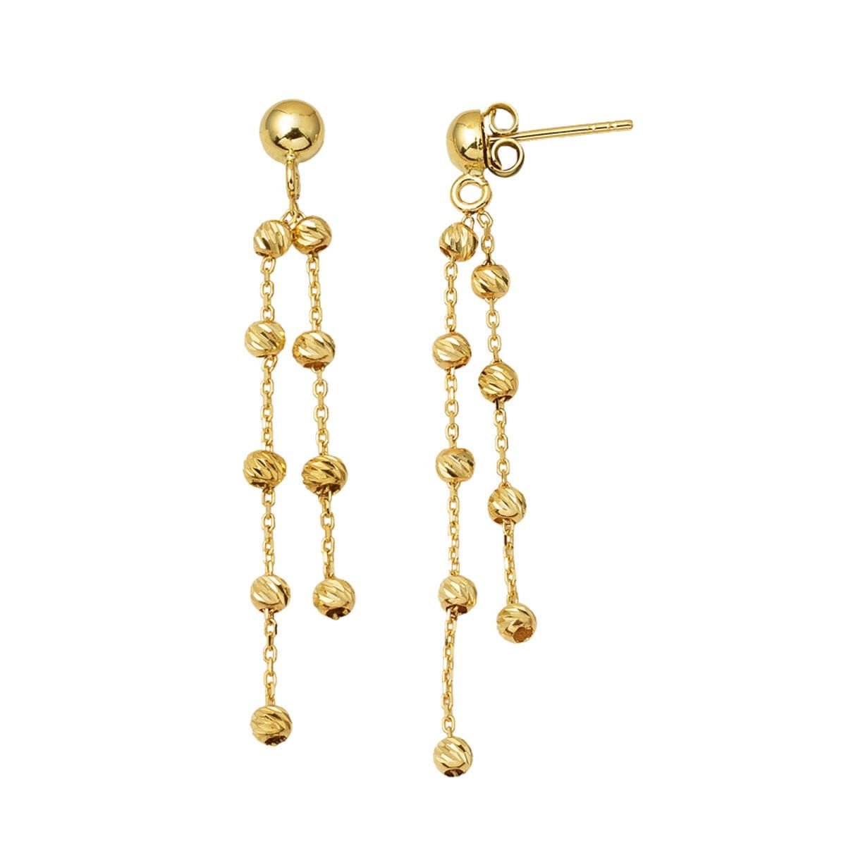 14K Yellow Gold Bead Minimalist Earrings