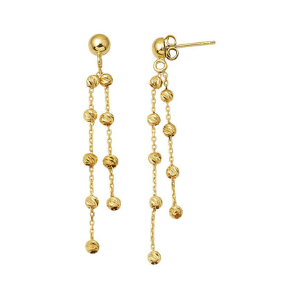 14K Yellow Gold Bead Minimalist Earrings
