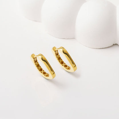 14K Yellow Gold Square-Cut Cubic Zirconia Hoop Earrings (2.25 g)
