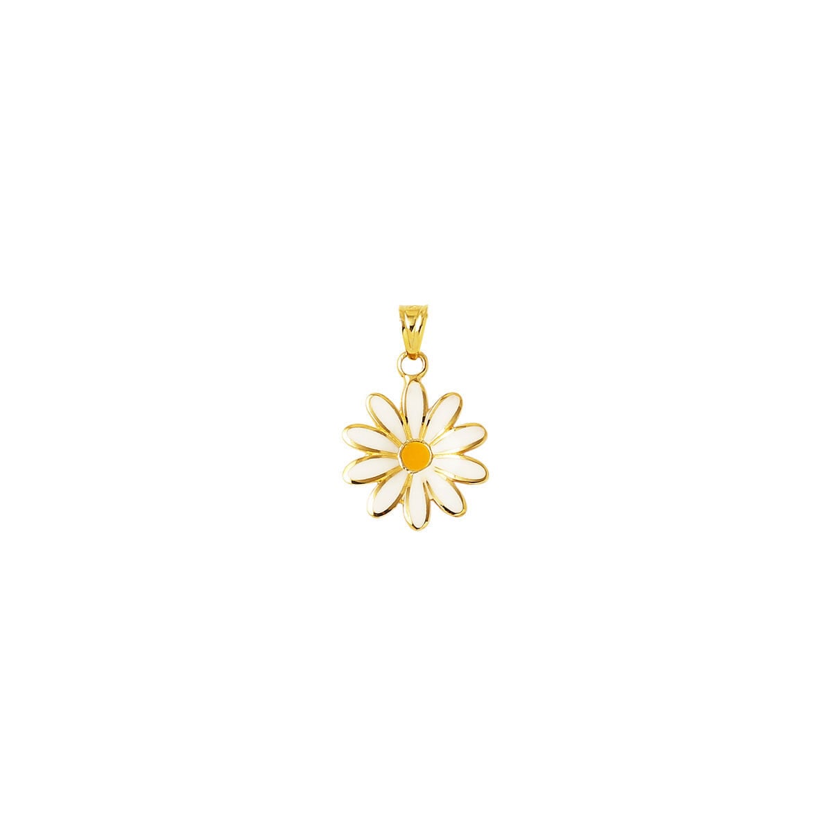 14K Yellow Gold Daisy Enamel Pendant