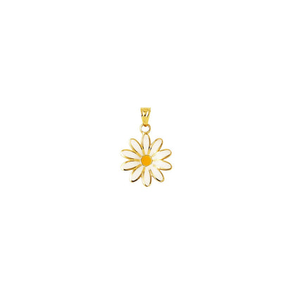14K Yellow Gold Daisy Enamel Pendant