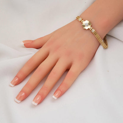 14K Yellow Gold Star Sparkle Cubic Zirconia Bracelet