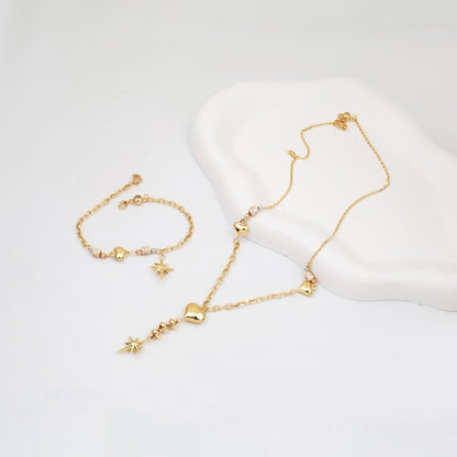 14K Yellow Gold Star of My Heart Designer Inspired Cubic Zirconia Jewelry Set