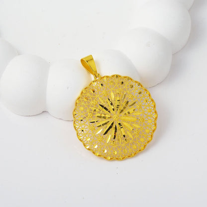 14K Yellow Gold Sparkling Star Flower Necklace