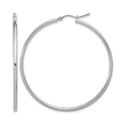 14K White Gold Polished Hoop Earrings