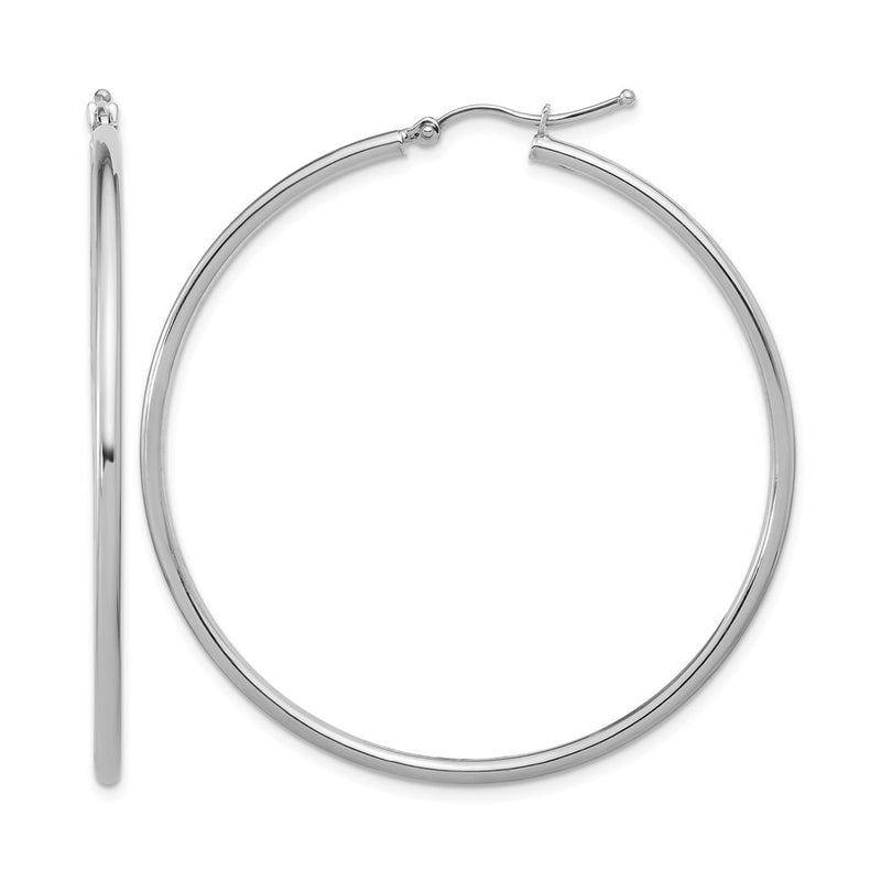 14K White Gold Polished Hoop Earrings