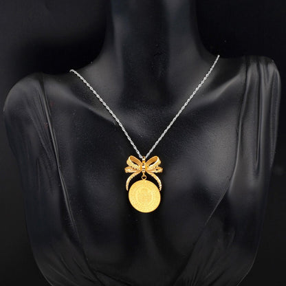 22K Yellow Gold Half Bow Pendant