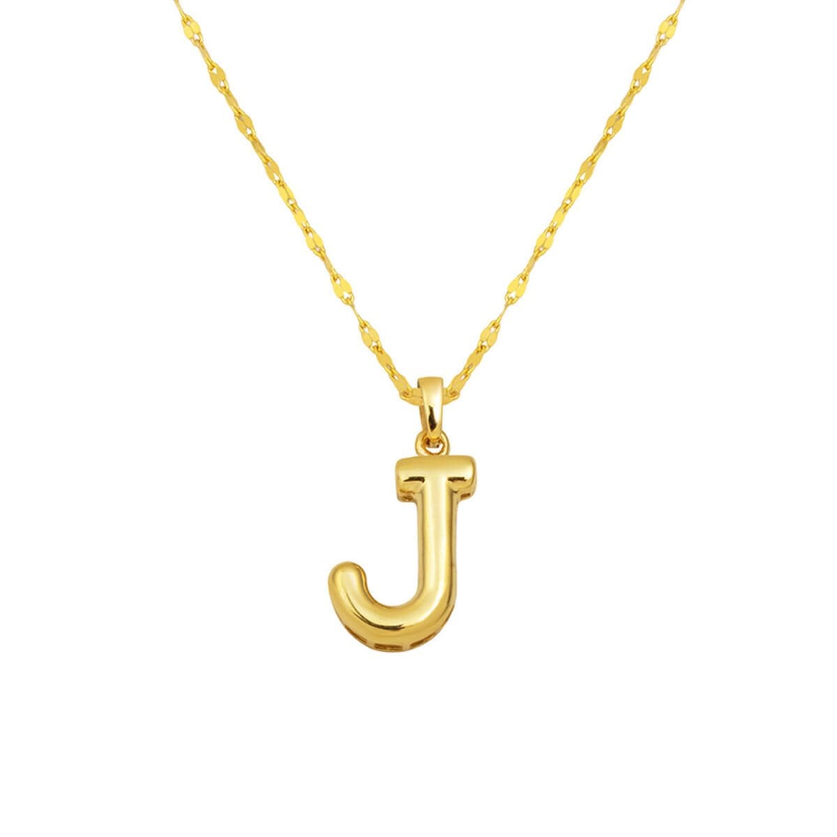 14K Yellow Gold J Balloon Initial Necklace