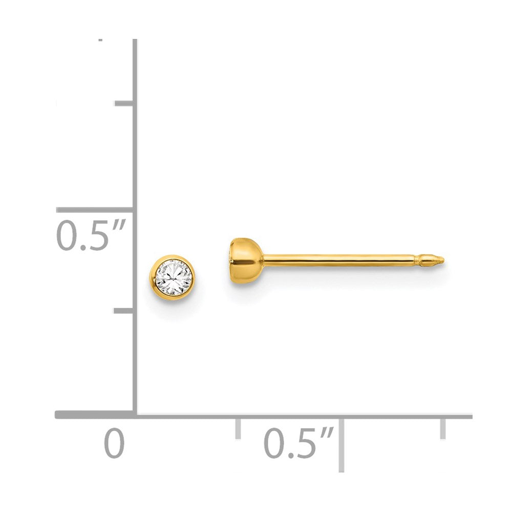 14K Yellow Gold 3mm Bezel Crystal Post Earrings