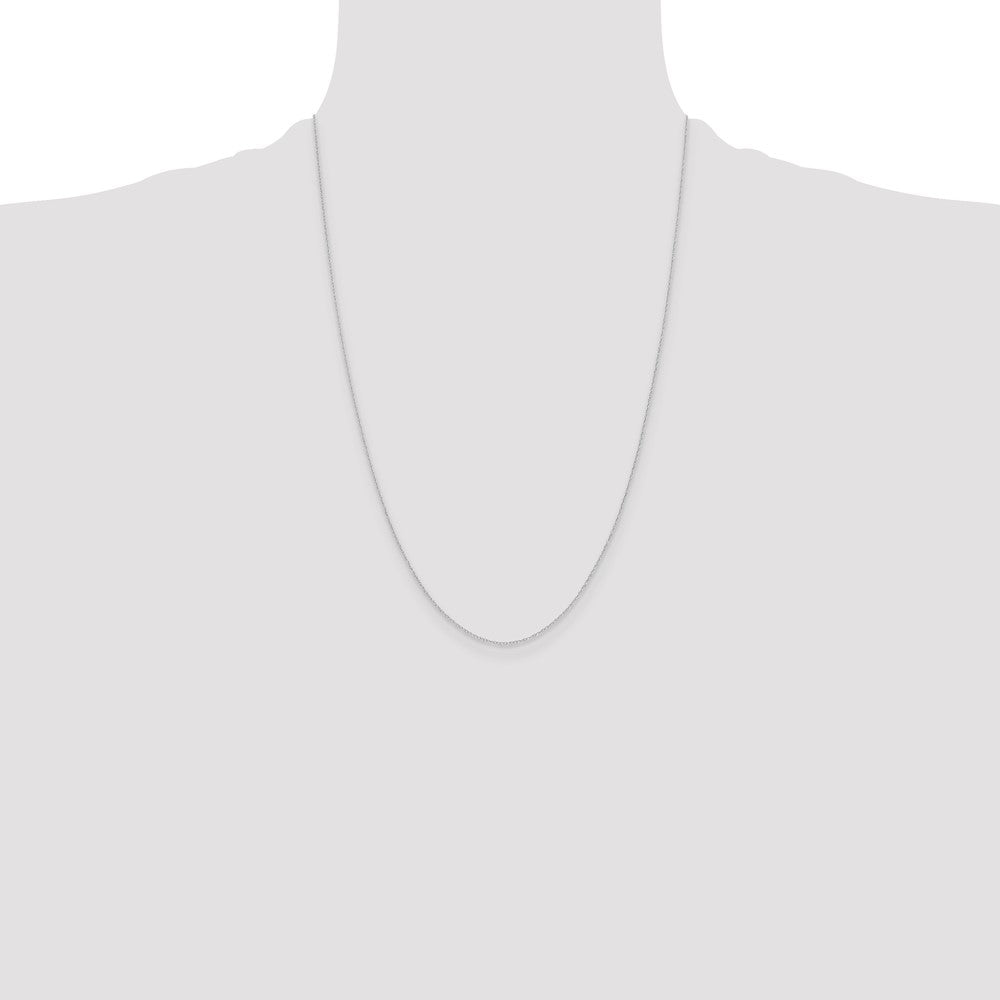 24 Inch 14K White Gold .4 mm Carded Cable Rope Chain Necklace