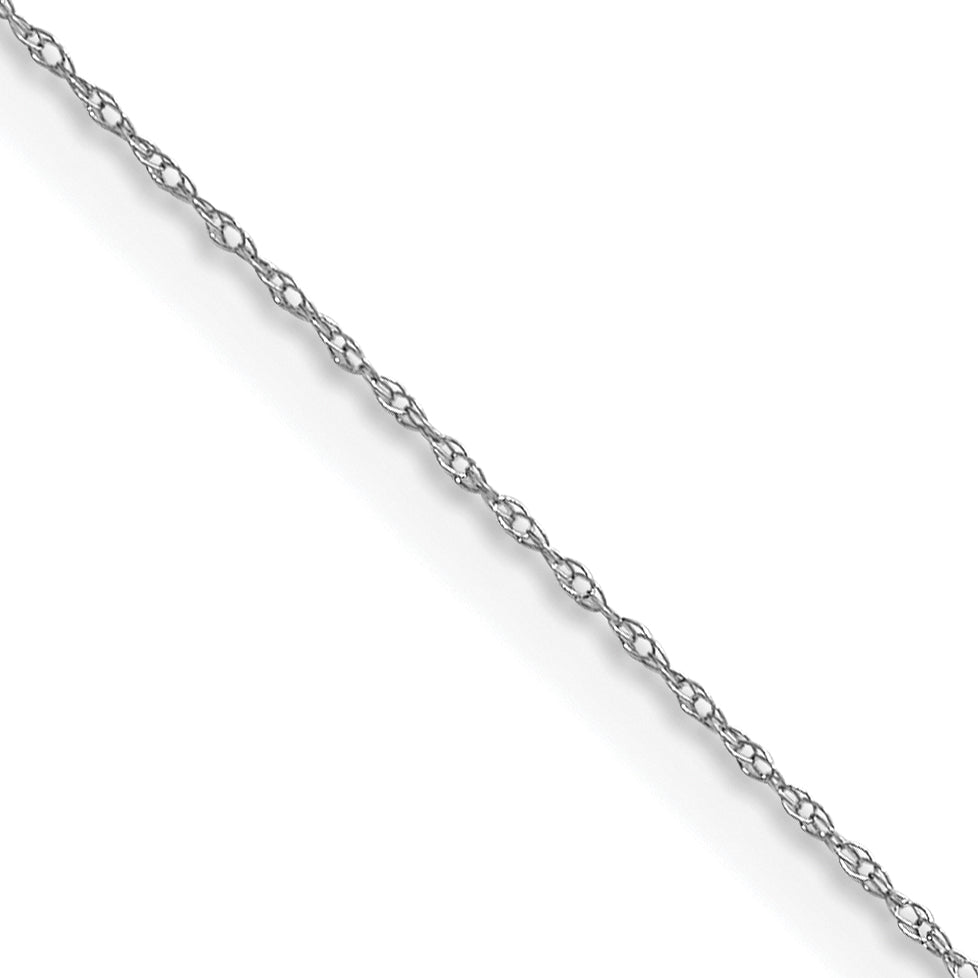 13 Inch 14K White Gold .4 mm Carded Cable Rope Chain Necklace