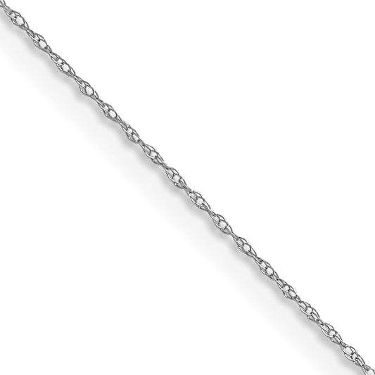 13 Inch 14K White Gold .4 mm Carded Cable Rope Chain Necklace