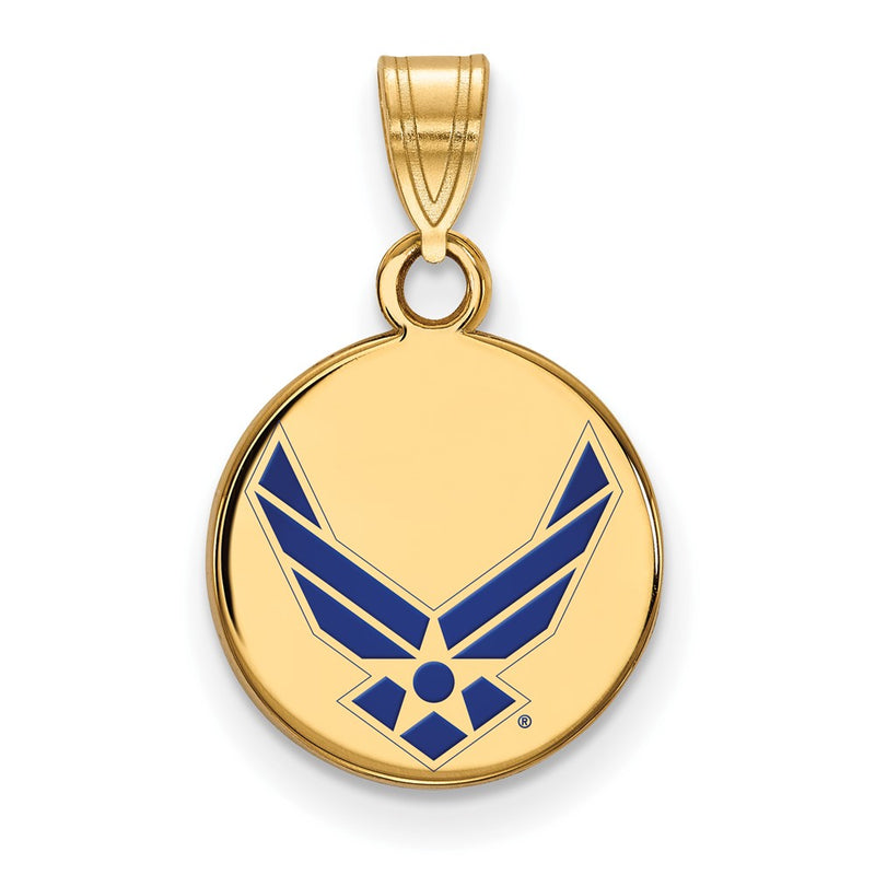 14K Yellow Gold Gold Logoart U.s. Air Force Sm Enamel Disc Pendant