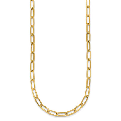 14K Yellow Gold Polished 4.75mm Paper Clip Link 18 Inch Necklace