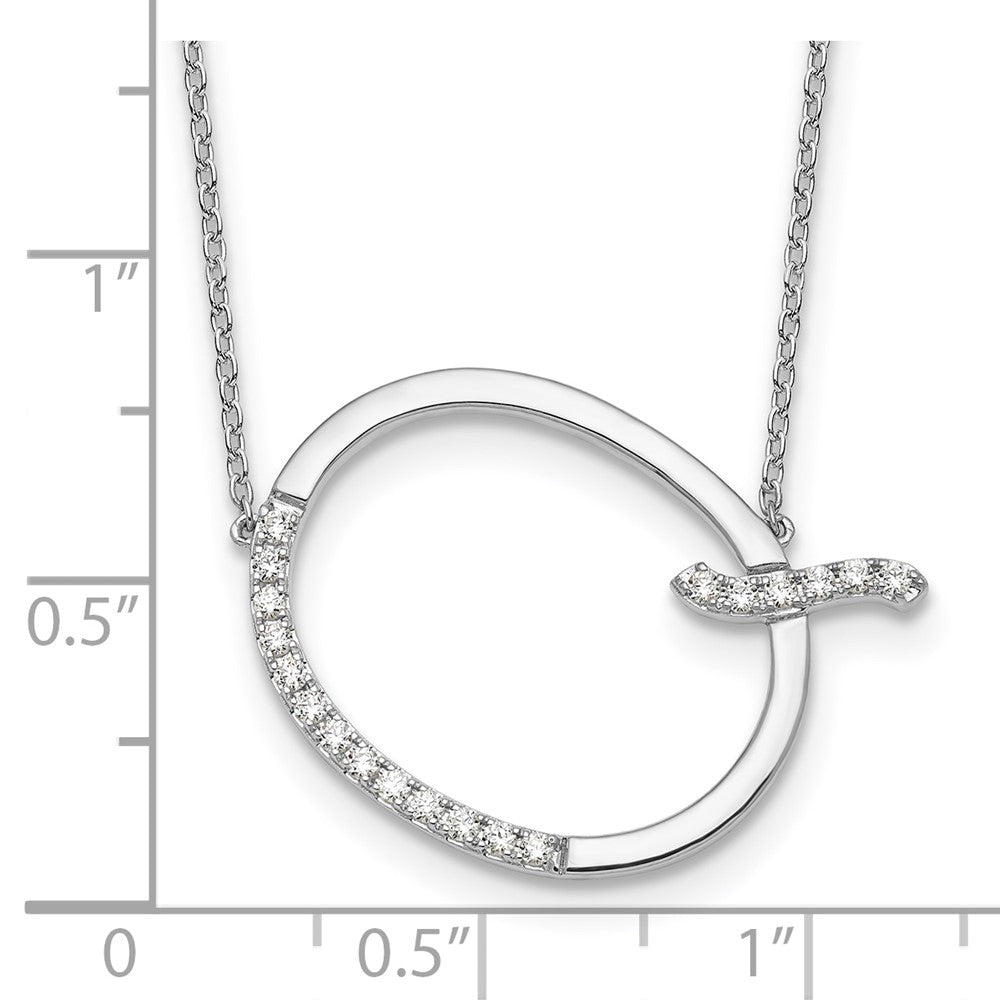 14K White Gold Sideways Diamond Initial Q 18 Inch Necklace