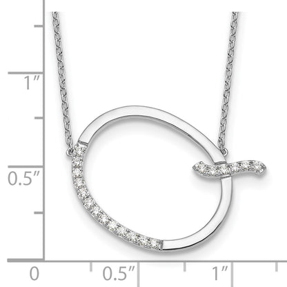 14K White Gold Sideways Diamond Initial Q 18 Inch Necklace