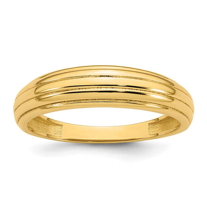 14K Yellow Gold Polished Grooved Graduated Size 7 Ring